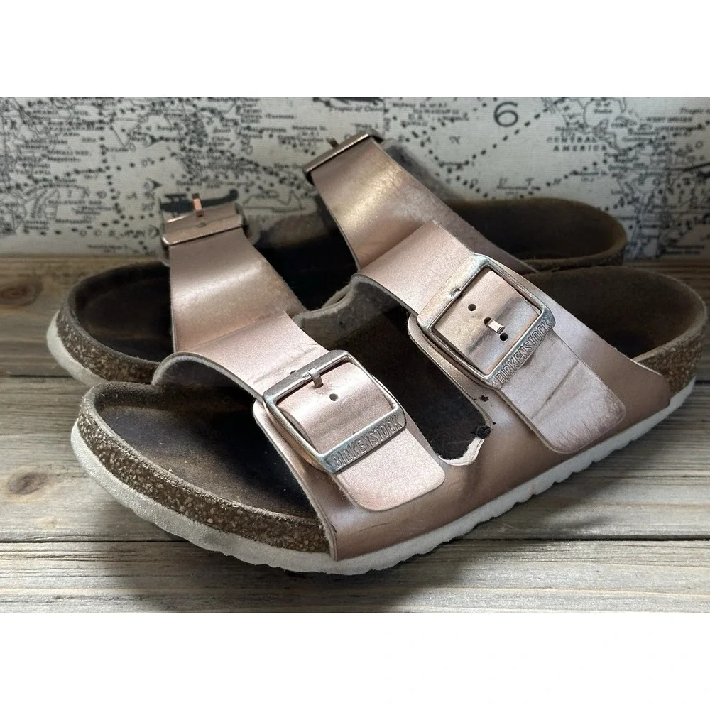 Birkenstock Arizona Sandals Metallic Rose Gold Kids 2 / 33 Excellent